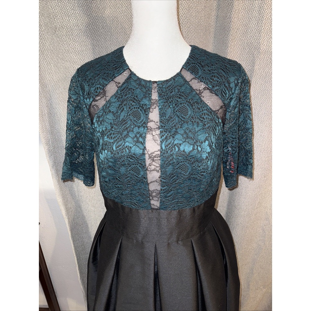 monique lhuillier Cocktail dress Women's Size 10 Fit And Flare Emerald Black - Picture 3 of 12